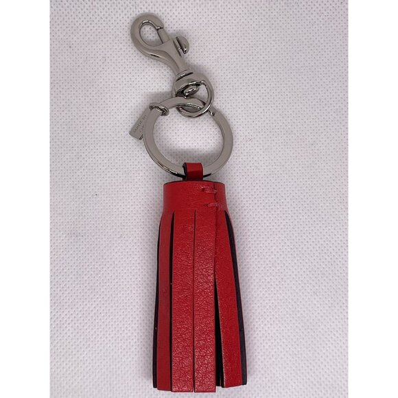 Coach Red Leather Tassel Key Fob Keychain - Picture 5 of 5